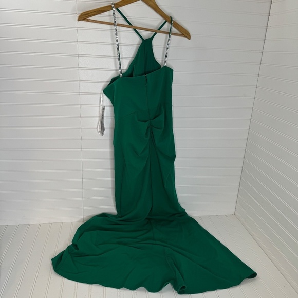 NEW Xscape Womens Petites One Shoulder Long Evening Dress Green 8P - Picture 7 of 10